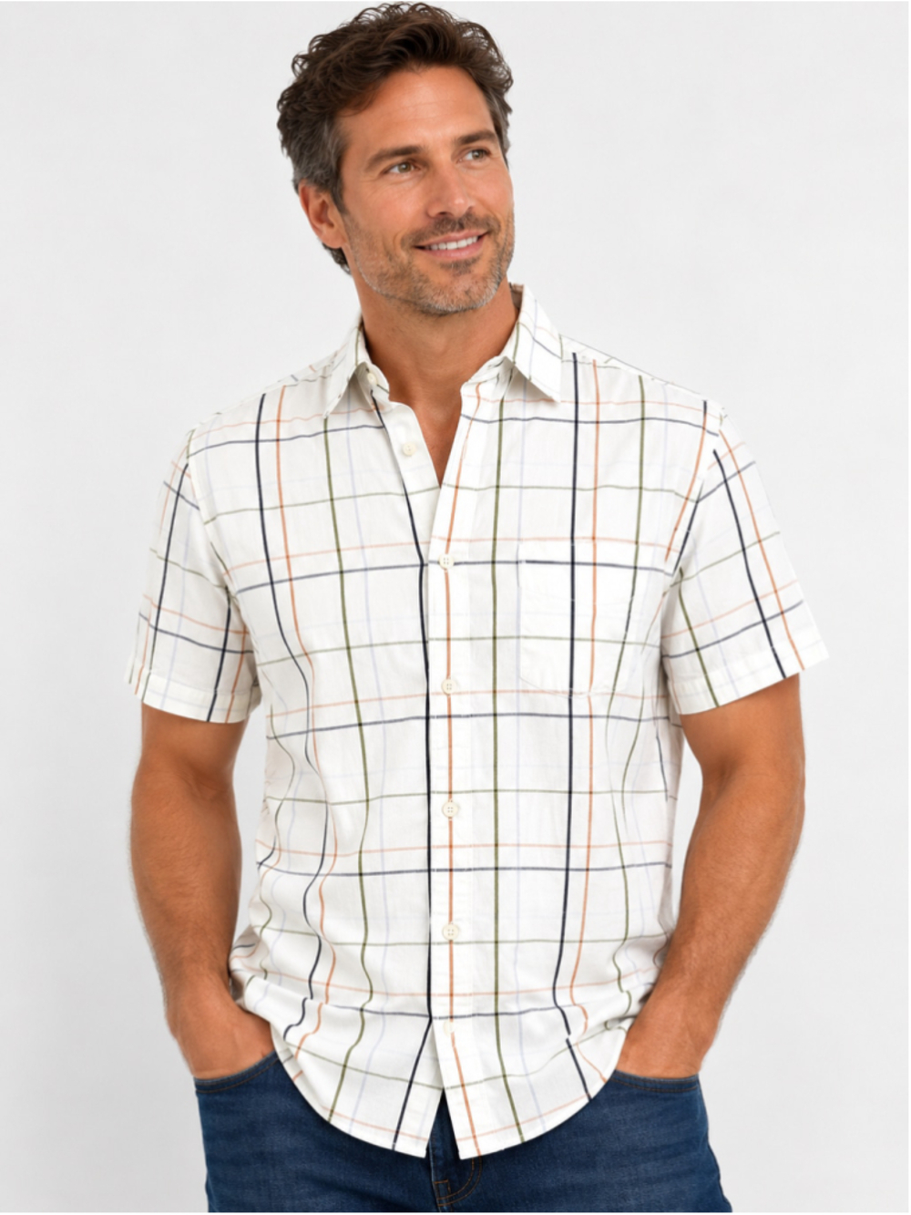 Gap Men’s Original Fit Plaid Short Sleeve Button-Down Shirt – Size M
